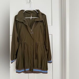 Free People Wind Swept Long Hooded Jacket, XS